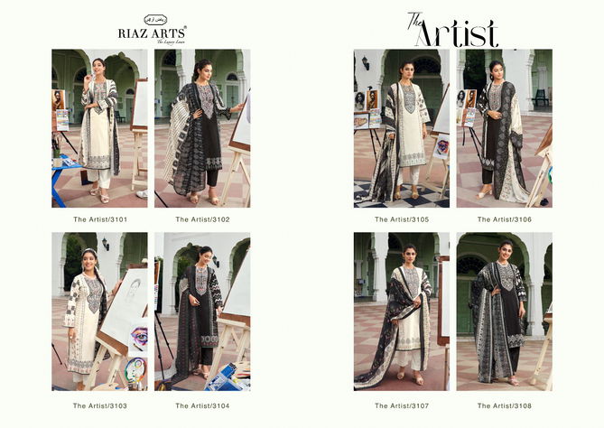 The Artist By Riaz Arts Printed Lawn Karachi Cotton Dress Material Wholesale Shop In Surat
